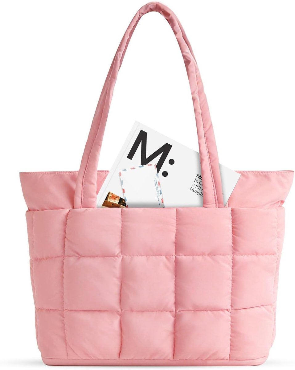 Dames Schoudertas met Rits, Uitbreidbare Laptoptas (22 L - 28 L), Waterdichte Shopping Bag met Vakken en Ruimte voor Laptop