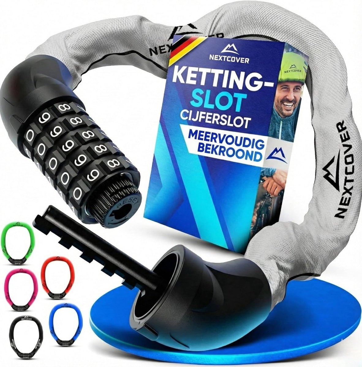 SnelShoppen - Kettingslot met Combinatieslot - 5-Cijferige Code - Extra Veilige Gehard Stalen Fietsslot - Anti-Diefstal Beveiliging voor E-Bike, Scoot
