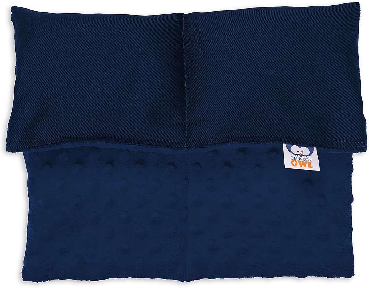 Thijox - Verzwaard Kussen 30x40 cm - Sensorisch Kalmerend Schootkussen van Katoen Minky Stof - 2 kg Marineblauw voor Kinderen en Volwassenen - Therape