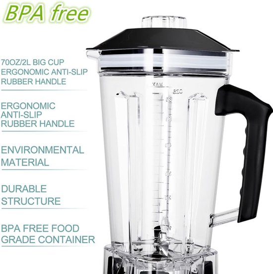 Thijox - Professionele Blender 2200 W - Krachtige Mixer voor Shakes en Smoothies - 2 Liter BPA-vrije Tritan Bak - Timer en Roestvrij Stalen Messen - I van Thijox — afbeelding 2