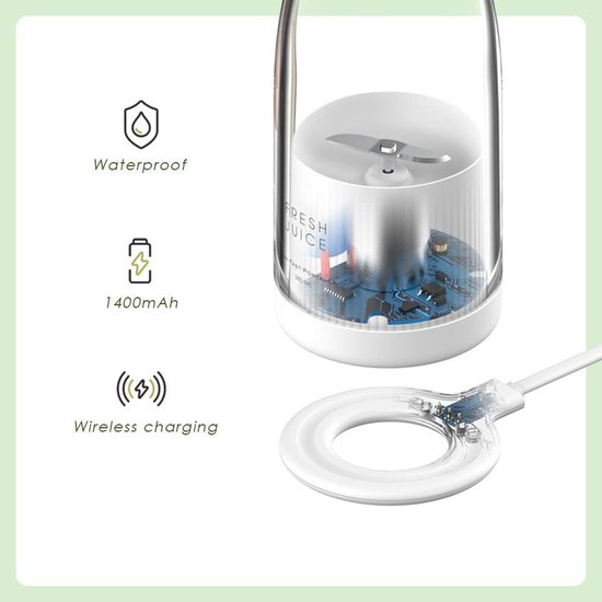 Draagbare Blender - Smoothie Maker - Gezonde Drankjes Maken - Draadloos Opladen - 350 ml Capaciteit - Roze van Merkloos — afbeelding 5
