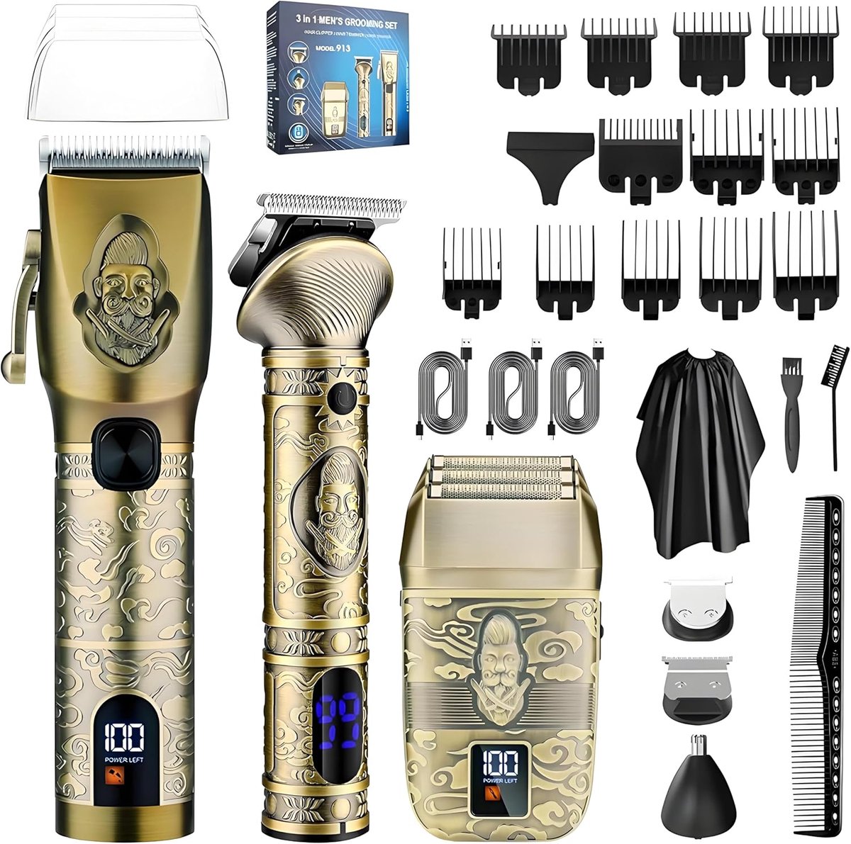 SnelShoppen - Professionele Haartrimmer, Baardtrimmer, Neushaartrimmer Set - Draadloze Clippers en Trimmers voor Mannen - Elektrische Scheermachine vo