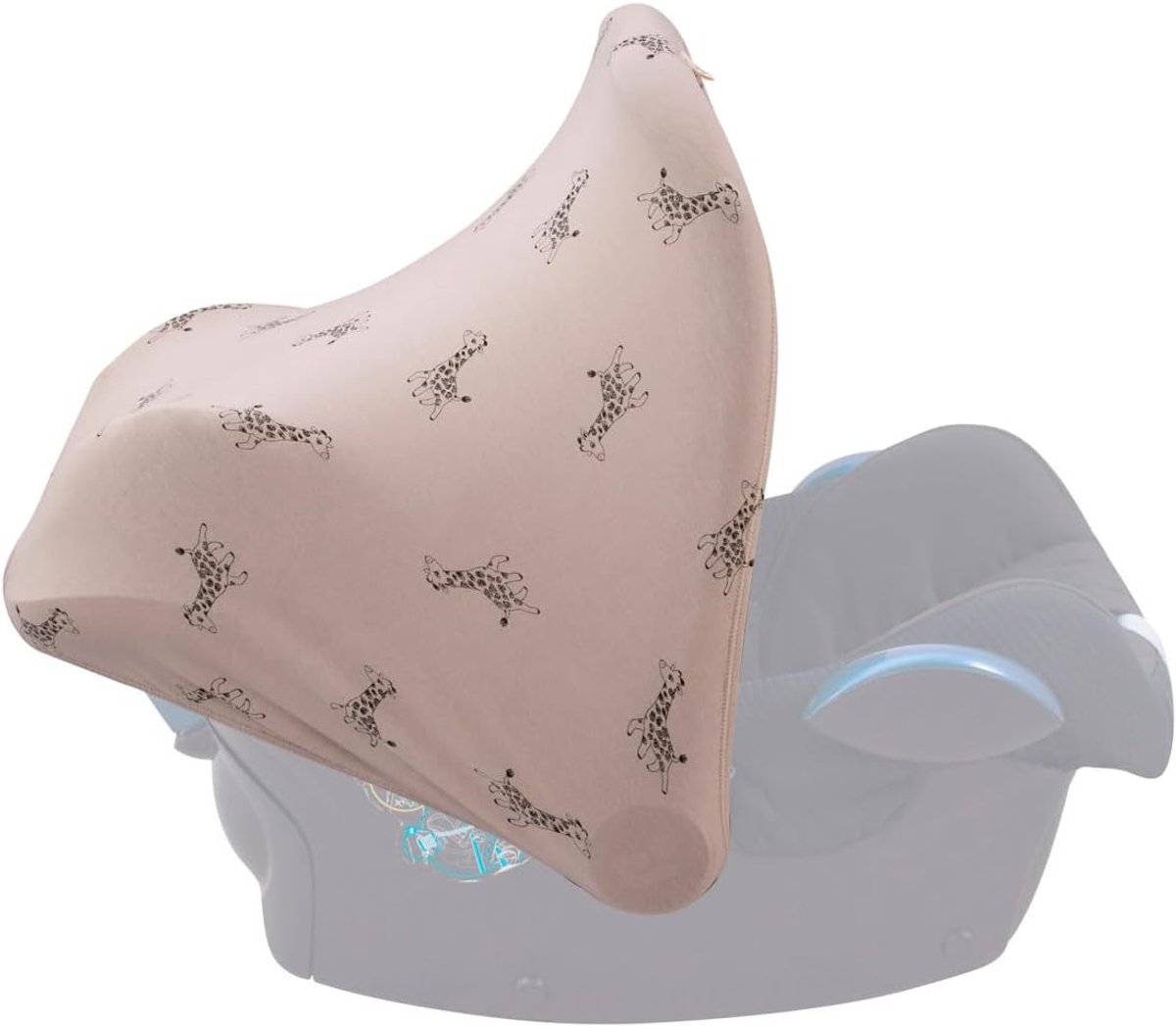 Thijox - Universele Kinderzitje Kap voor Maxi Cosi - Bescherming tegen Zon en Wind - Giraffe Print - Geschikt voor Kinderwagens en Autostoelen - Hoogw