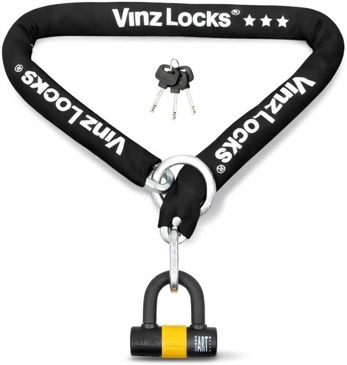 Thijox - Kettingslot 150 cm - Fietsslot/Scooterslot/Motorslot - Massief Staal - Schijfremslot - Ideaal voor Beveiliging van Tweewielers