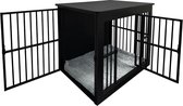 Hondenhok - Hondenbench - bench voor kleine en middelgrote honden - hondenkooi - voor binnen - inclusief hondenkussen - 80 cm x 59 cm x 70 cm