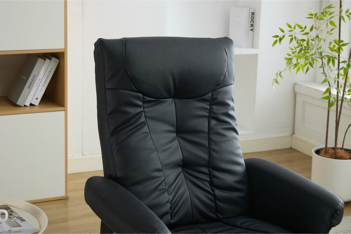 YYchan fauteuil met voetenbank - zwart - 76 x 75 x 103 cm