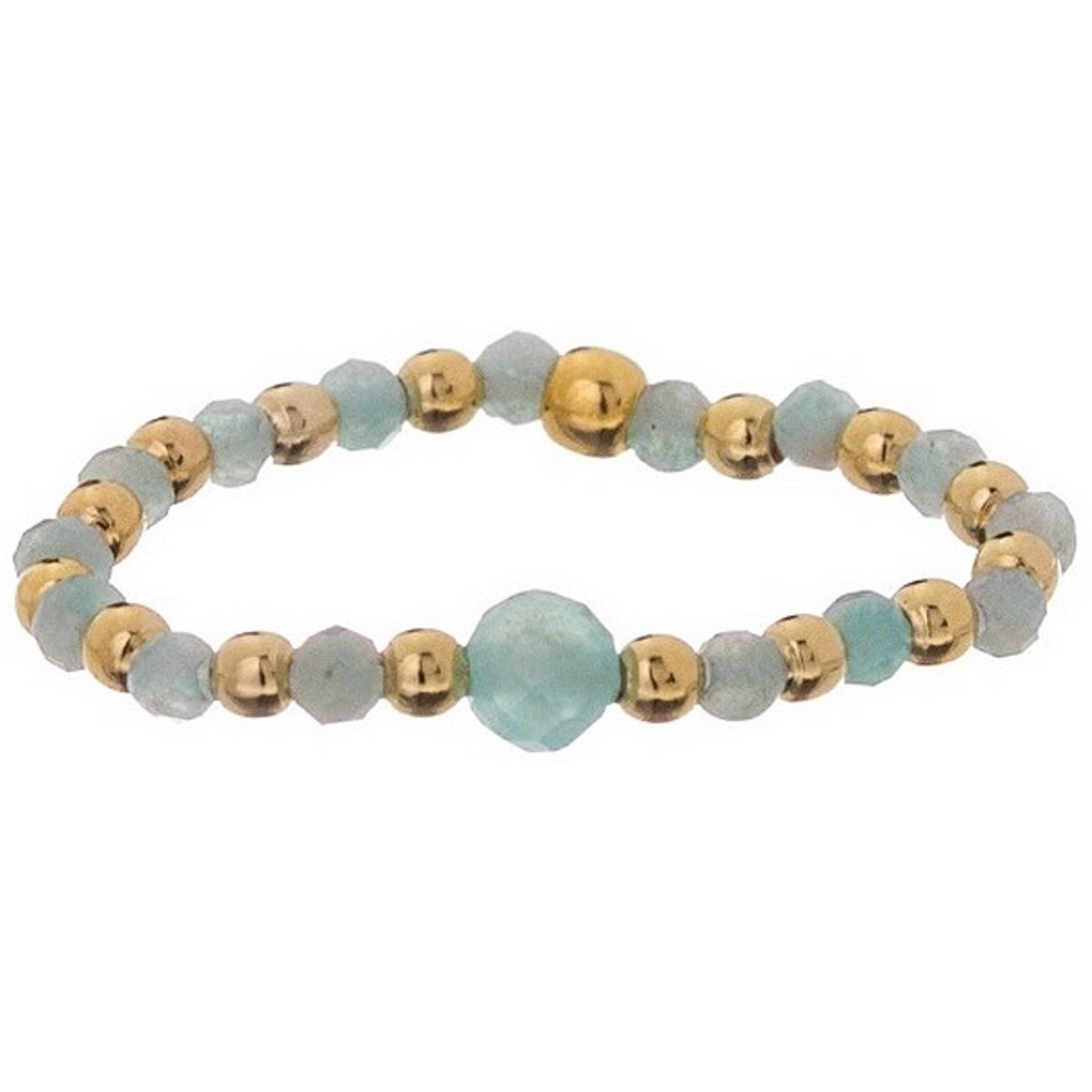 ALISIA AL4072.01.011 - 57 MM - GOLD-PLATED KRALEN RING MET AMAZONIET 1 STUK
