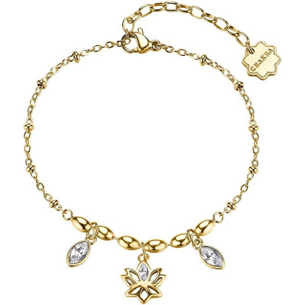 BROSWAY CHAKRA BHKB260 GOLD-PLATED ARMBAND MET BEDELS EN KRISTALLEN 1 STUK