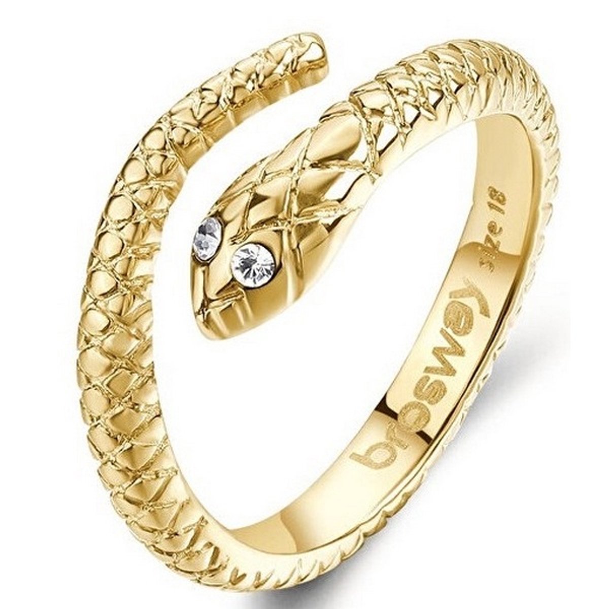 BROSWAY CHAKRA BHKR006 - 54 MM - GOLD-PLATED SLANG RING MET KRISTALLEN 1 STUK