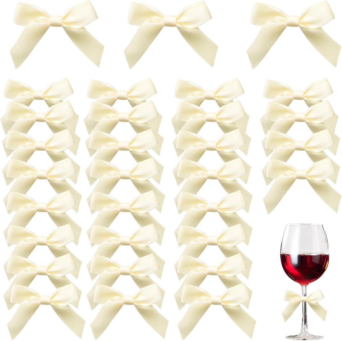 Geschenkstrikken Set - Decoratieve Strikken - Cadeau Verpakken - Kant-en-klaar Gebruik - 50 Stuks - Lichtgeel