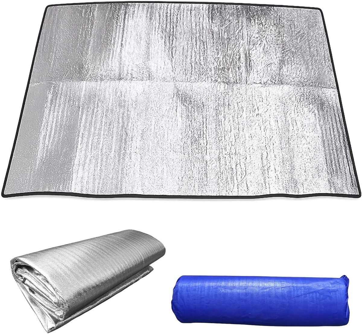Isolatiemat van aluminiumfolie, opvouwbare campingvloermat, waterdichte thermomat, 200 x 200 cm, ideaal voor tenten, kamperen en buitenactiviteiten