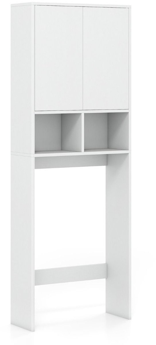 SureDeal® - Badkamerkast - Toiletkast Vrijstaande - Dubbele Deur - Open Vakken Smalle - 60