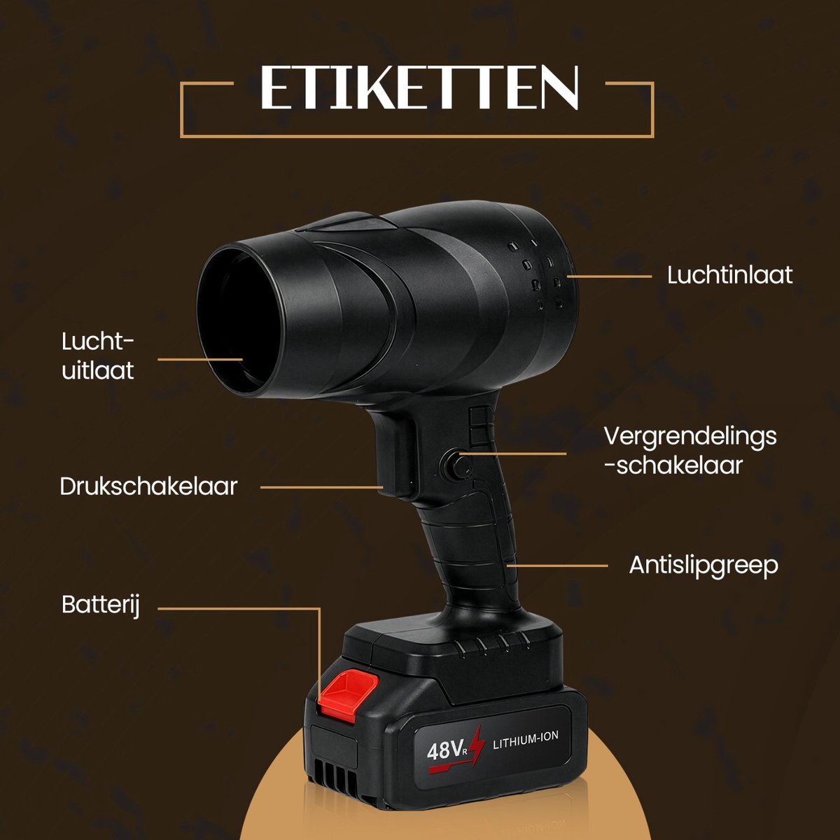 BRINSIC® Draadloze Handblazer met 2 Accu's 3000mAH P.ST– +Oplader- Elektrische Luchtblazer 32000 RPM – Accu Bladblazer Compact – Air Duster voor Auto Drogen en Autowassen – Krachtige Blazer voor Sneeuw, Stof en Bladeren – Draagbare Turbo Blower – foto 6