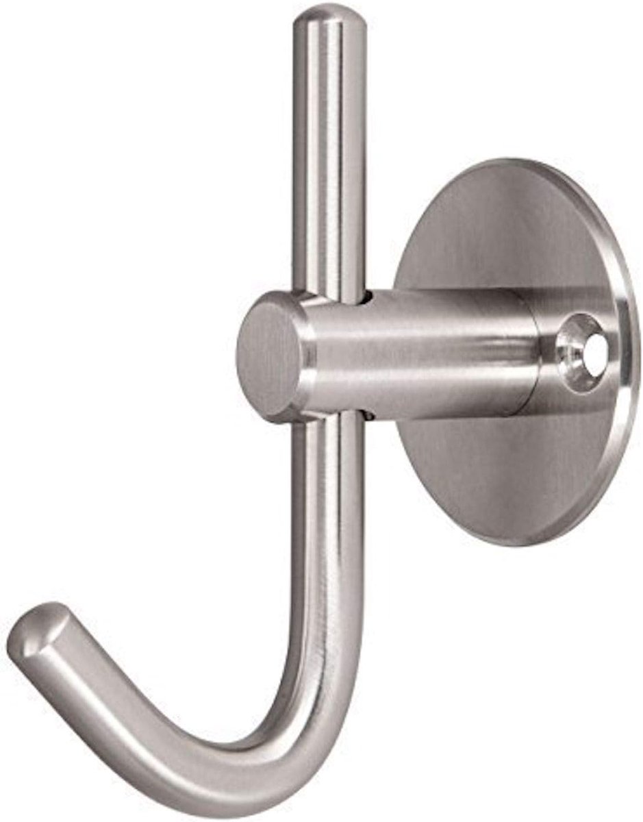 Thijox - 2 x Garderobehaak MIA RVS - Exclusieve Kledinghaak - Modern Jashaak - 82 x 42 x 64 mm - Geborsteld RVS - Voor Hal, Gang en Badkamer