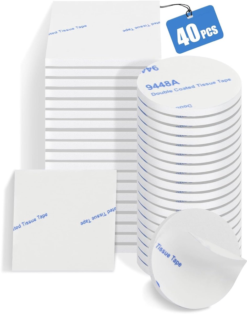 Dubbelzijdige Tape - Kleefpads Schuim - Huis Kantoor Auto - Extra Sterke Hechting - 40 Stuks Rond Vierkant - Wit