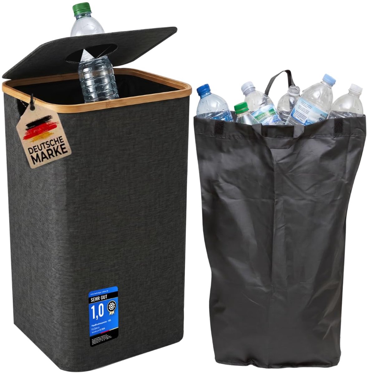 Thijox - 100 Liter Statiegeldflessen Verzamelcontainer, Opvouwbare Recyclingtas met Draagtas, Robuuste Statiegeldzak van Kunststof en Polyester voor 3