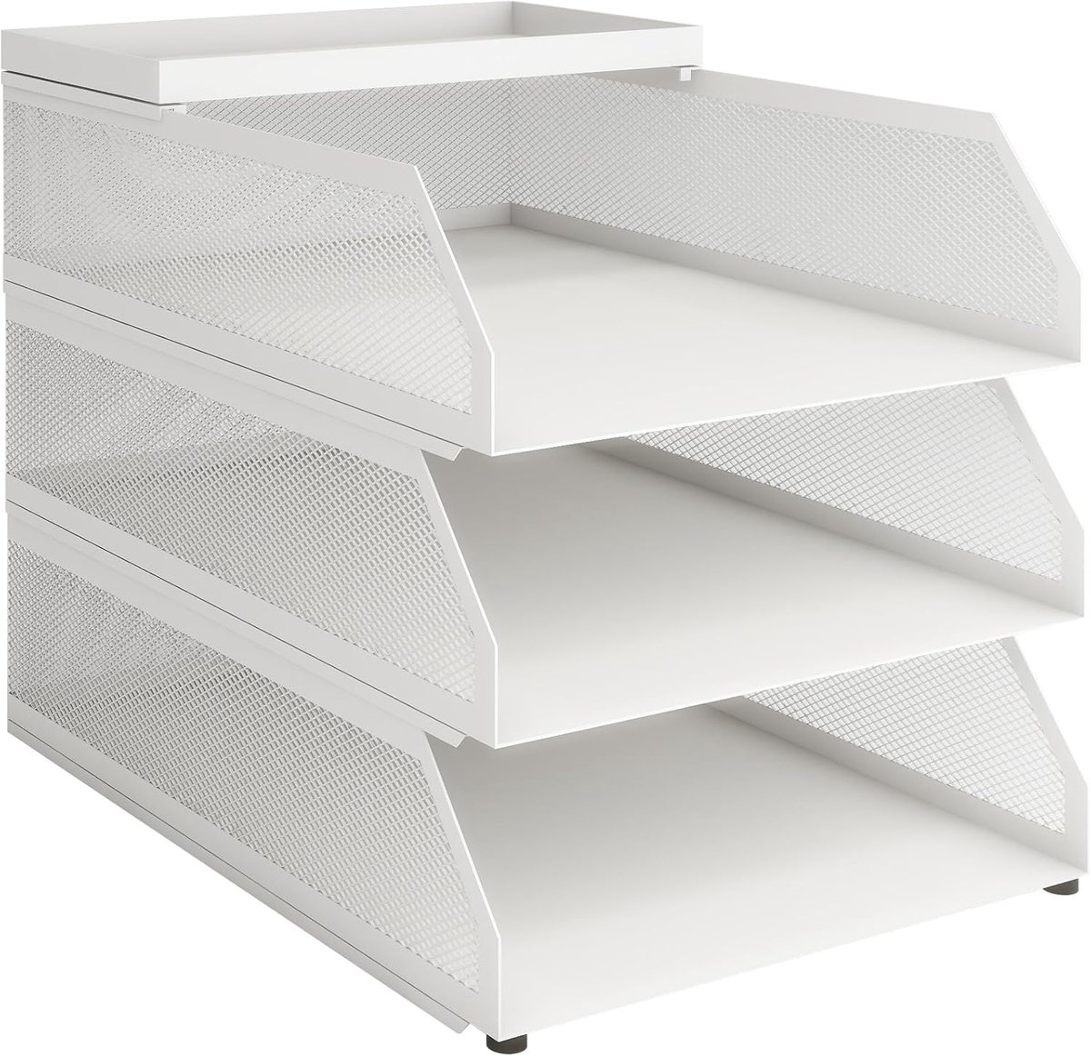 Thijox - Brievenbak Net met 3 Niveaus - Wit - Organiseer je Kantoor met Stijl - Ideaal voor Documenten, Mappen en Kantooraccessoires