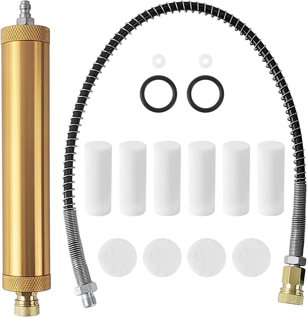 Thijox - 16 Stuks Luchtcompressor Filterkit, Water- en Olieafscheider Compressor, Hoogwaardig Ruimtealuminium, 35mm x 180mm, 50 MPa, 8mm Snelle Aanslu