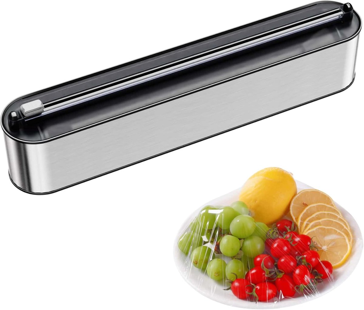 SnelShoppen - Dispenser en snijder voor Aluminiumfolie en Stretchfolie - Magnetische Wandhouder zonder Boren - Ruimtebesparende Keukenorganizer - RVS