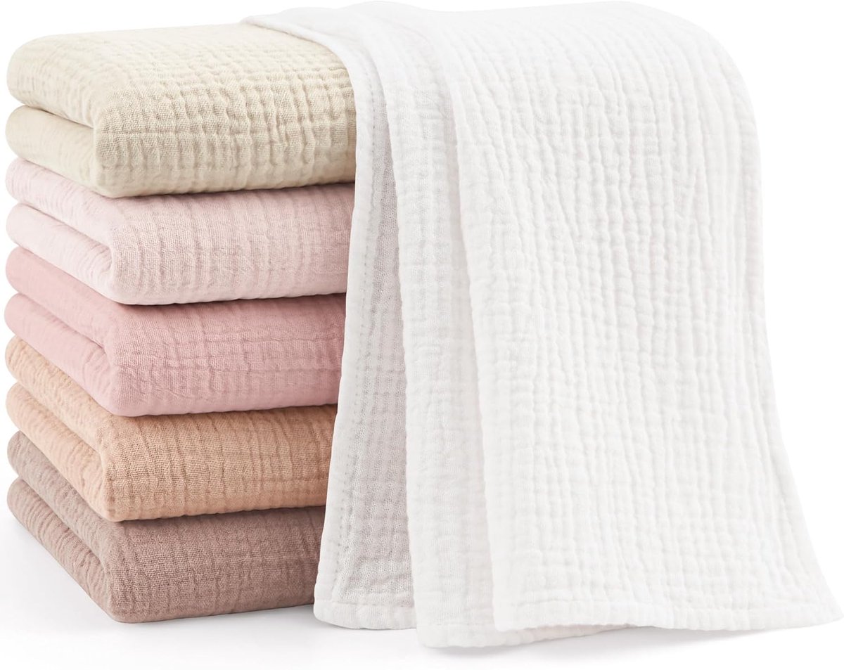 Thijox - Barmoss Moltondoeken voor baby's, 100% Katoen, Zachte Spuugdoeken, Ademend en Absorberend, 6 Stuks, 60 x 60 cm, Roze-Bruin voor Pasgeborenen,
