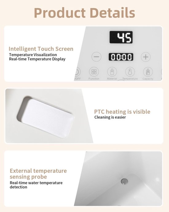 Babyfleswarmer 8-in-1 met Sterilisator - Verwarmt 2 Flessen Tegelijk - LCD Display & Stoomsterilisatie - 24u Temperatuurregeling - Geschikt voor Glas/Plastic/Silicone Flessen - Snel Opwarmen in 3.5-8 Minuten van Merkloos — afbeelding 2
