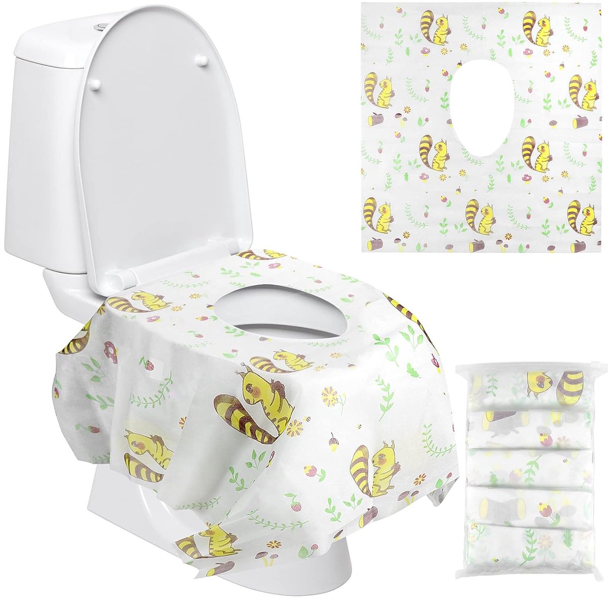 Thijox - 20 Stuks Wegwerp Toiletstoelhoezen - Extra Groot Formaat - Waterdichte Potje Stoelbeschermers voor Peuters - Individueel Verpakt voor Reizen