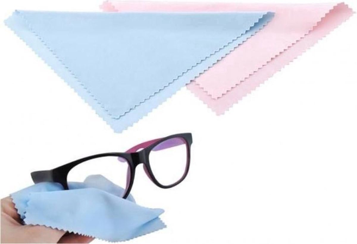 Thijox - Microvezel Brillendoekjes - 2 Stuks - Blauw & Roze - Reiniging zonder Strepen - Ideaal voor Allergiepatiënten - Compact en Handig - Perfect v