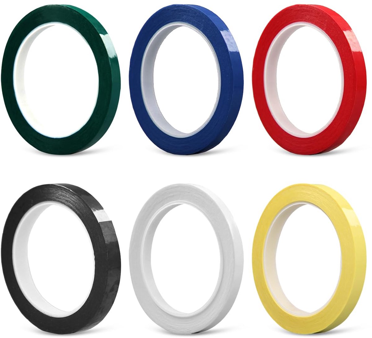 SnelShoppen - Pack van 6 Zelfklevende Tape voor Whiteboard 5 mm x 66 m, Grafisch Diagram Raster Tape, Assortiment van 6 Kleuren, PET Gridding Tape voo