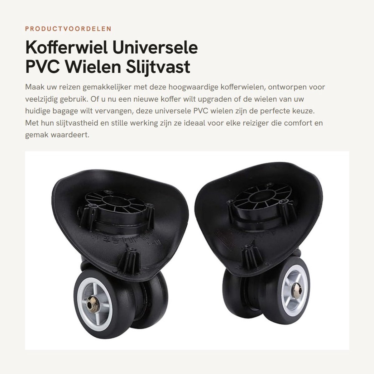 Dailygoods- Kofferwiel Slijtvast - Kofferwielen Vervangset - Trolleywielen - Dubbel Gelagerd - Lichtgewicht - Gemakkelijk te Installeren - Bagagewiel