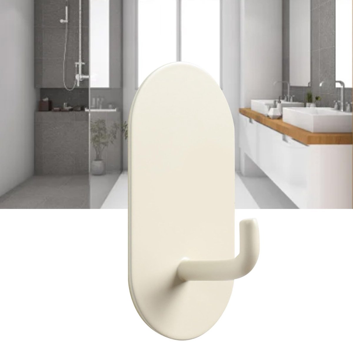 Dailygoods- Deurhaak Waterdicht - Achter Deurhaak - Sterke Lijm - Matzwart - Ideaal Voor Badkamer/Keuken - Veilig Voor Kinderen - Haak