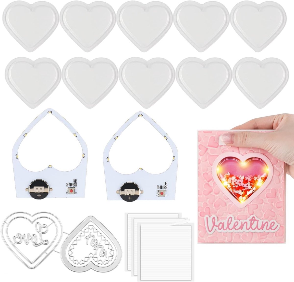 Creatieve Hartvormige Verlichting voor DIY Kerstkaarten en Scrapbook Decoratie - 21 Stuks Zelfklevende Luminous Eenheden met Warme Gloed