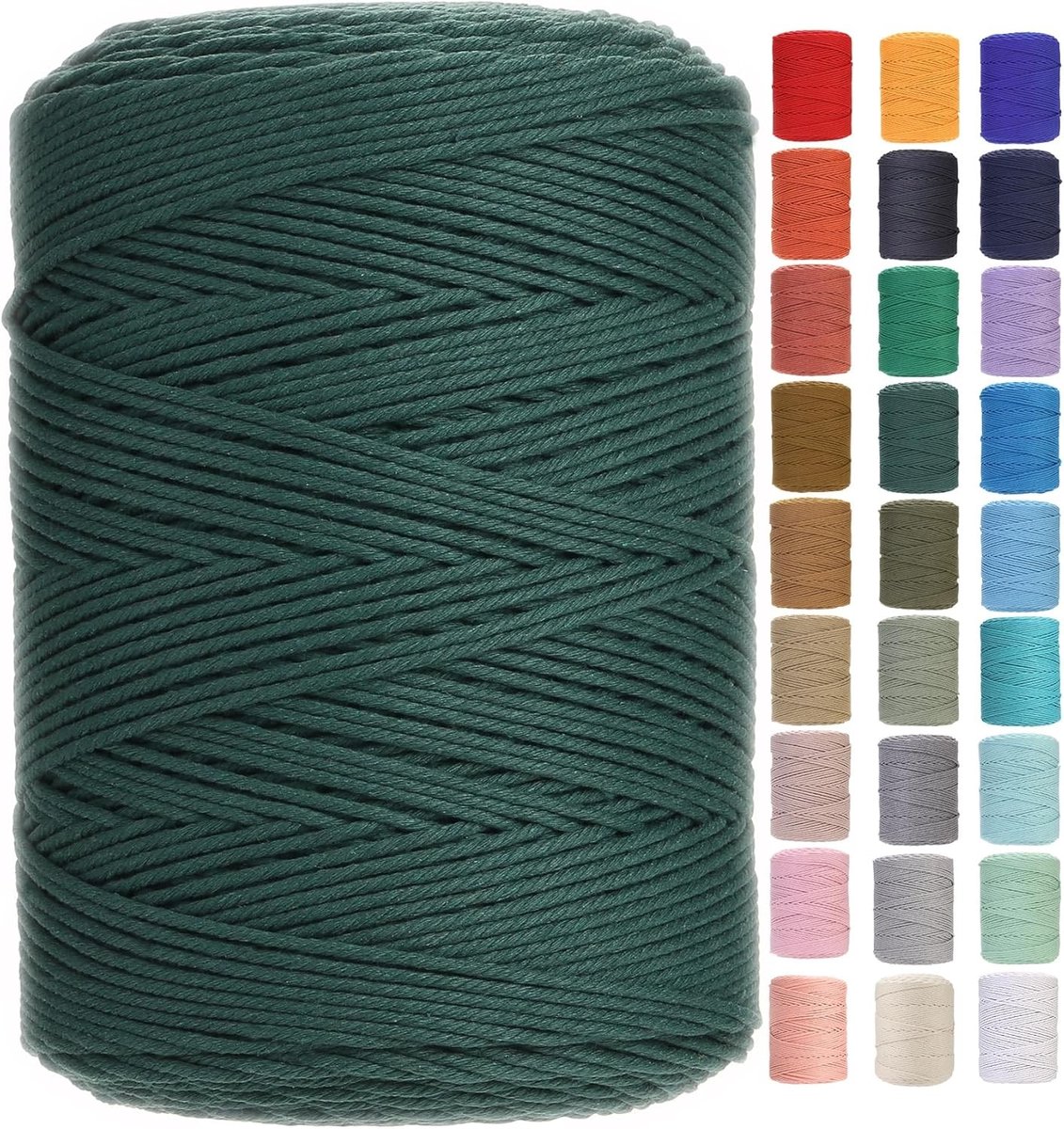 Premium Katoenen Macrame Touw 3 mm x 450 m, Zacht en Duurzaam, Ideaal voor Macrame Projecten en Creatieve Ambachten