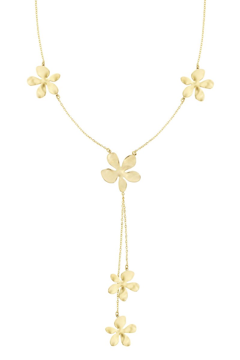 Bijoutheek Collier Lang Bloem Bedels Goudkleurig