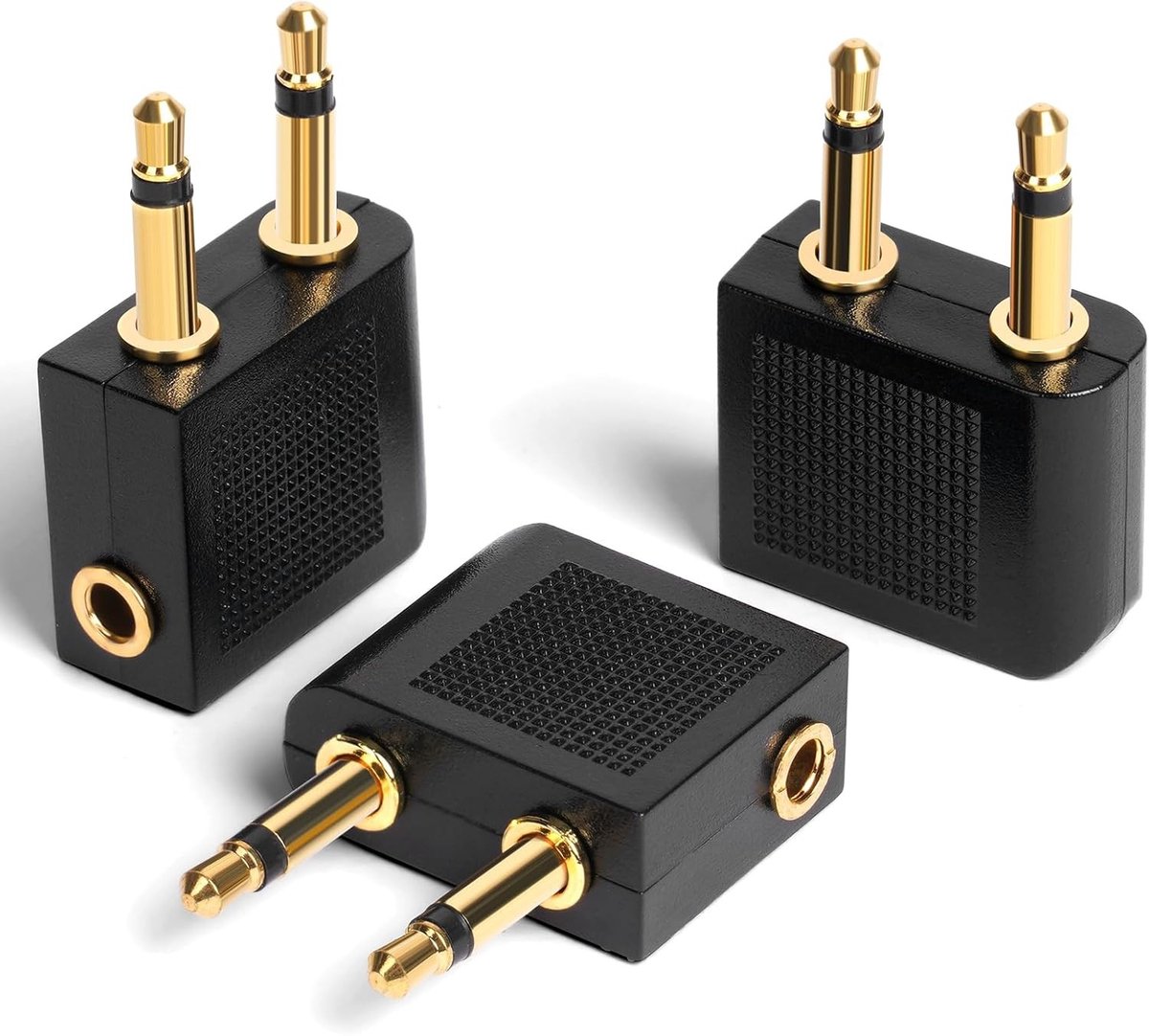 Airplane Adapter Set van 3, Goud Geplateerde Hoofdtelefoon Connectoren, Universele 3.5 mm voor Multimedia Systemen