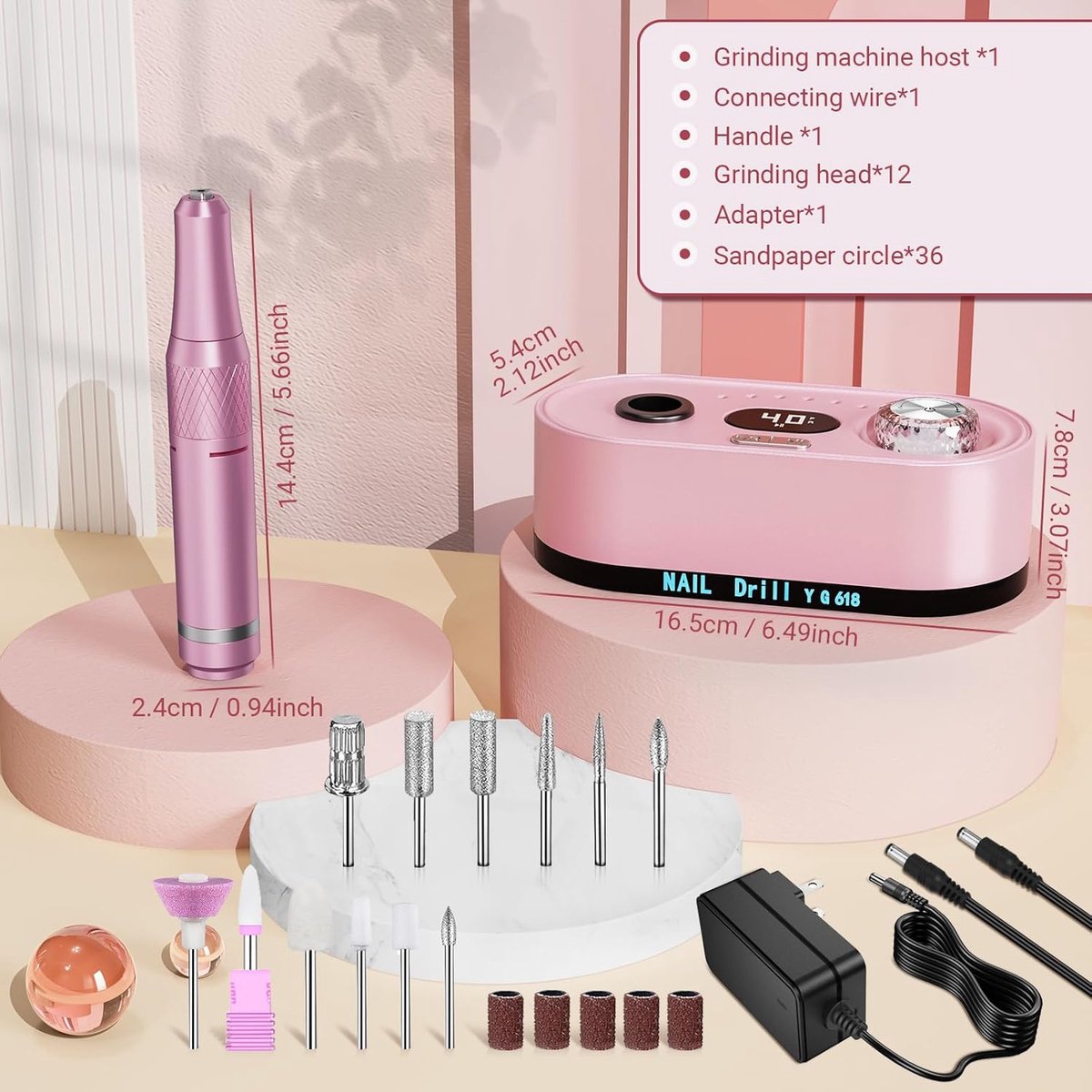 Thijox - Elektrische Nagelvijl 40.000 tpm - Professionele Nagelfrees voor Gelnagels, Manicure en Pedicure - Compleet Nagelset voor Thuis en Nagelstudi thumbnail 5