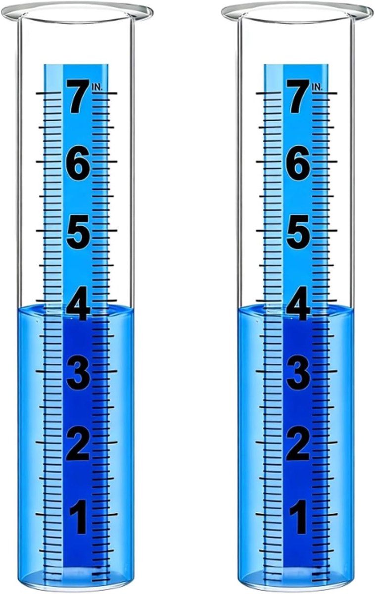 Thijox - Regenmeter Vervangende Buisglas, 2 Stuks 17,8 cm Glazen Regenmeter Buis, Duurzaam en Stevig voor Tuin - Grote Schaal Buis voor Buiten Gebruik
