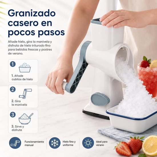 Handmatige ijscrusher slushy maker, draagbare crushed ice maker met roestvrijstalen messen, antislip zuignap & handslinger, eenvoudig schoon te maken, ideaal voor zomerdranken thuis — afbeelding 5