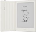Witte BOOX e-reader, open met ribbelpatroon aan de achterkant. Scherm toont 'Go 6 (Gen II)' met olifant-tekening.