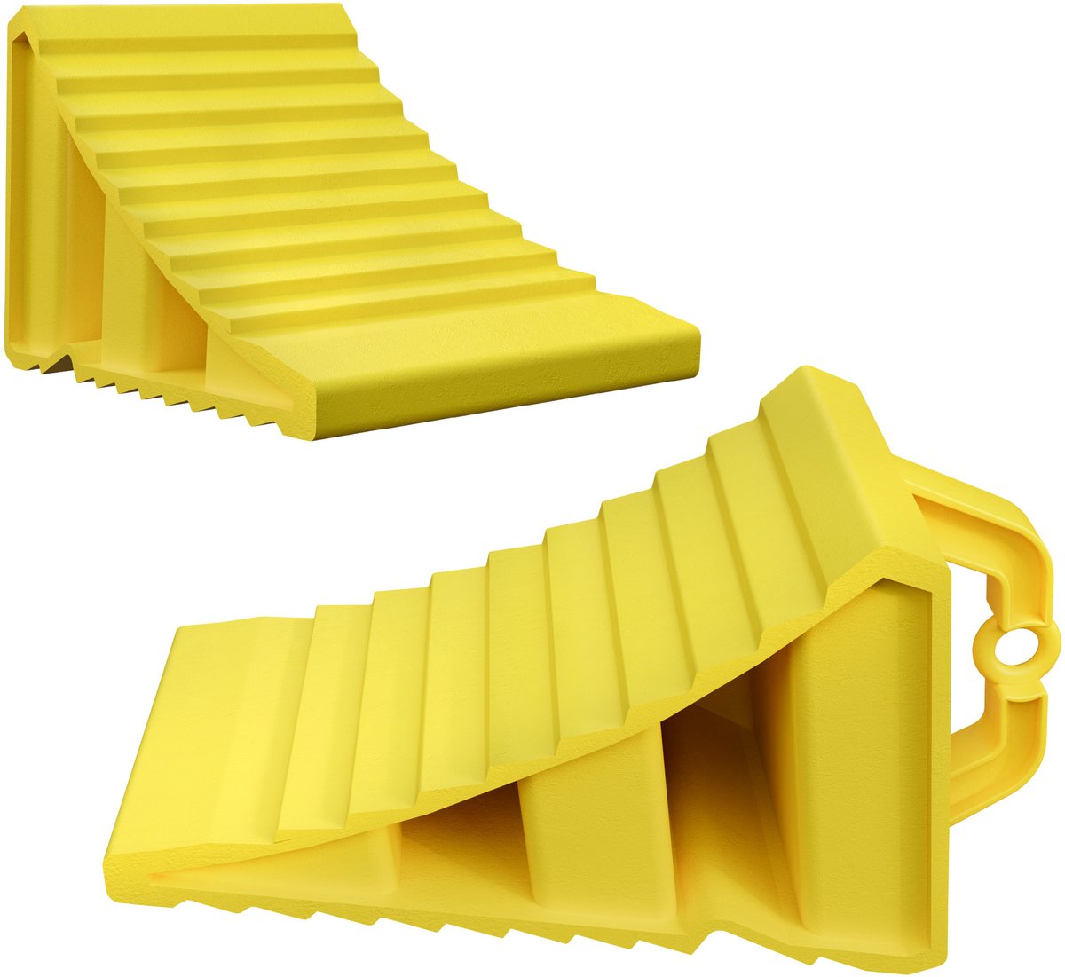 4 Stuks - Wielkeg - PP Kunststof - 20x11x12 cm - Wielwig Met Handvat - Antislip Onderzijde - Geschikt voor Auto, Caravan, Camper & Aanhangwagen - Geel - NAIZY