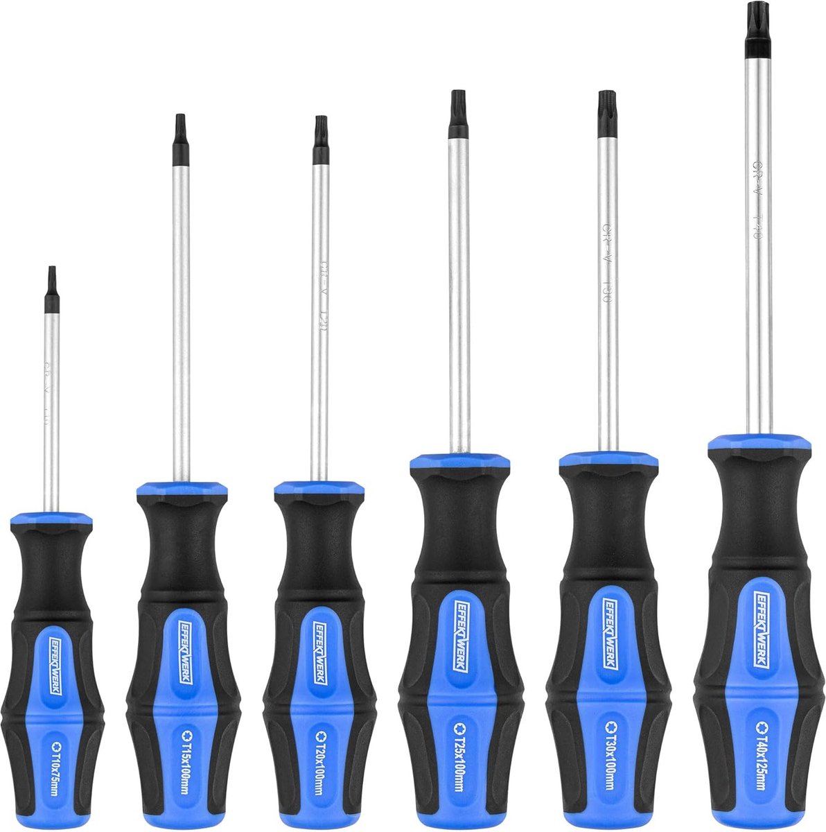 Thijox - 6-delige Torx-schroevendraaierset - Sterschroevendraaiers T-10, T-15, T-20, T-25, T-30, T-40 - Magnetische Momentschroevendraaiers voor Profe