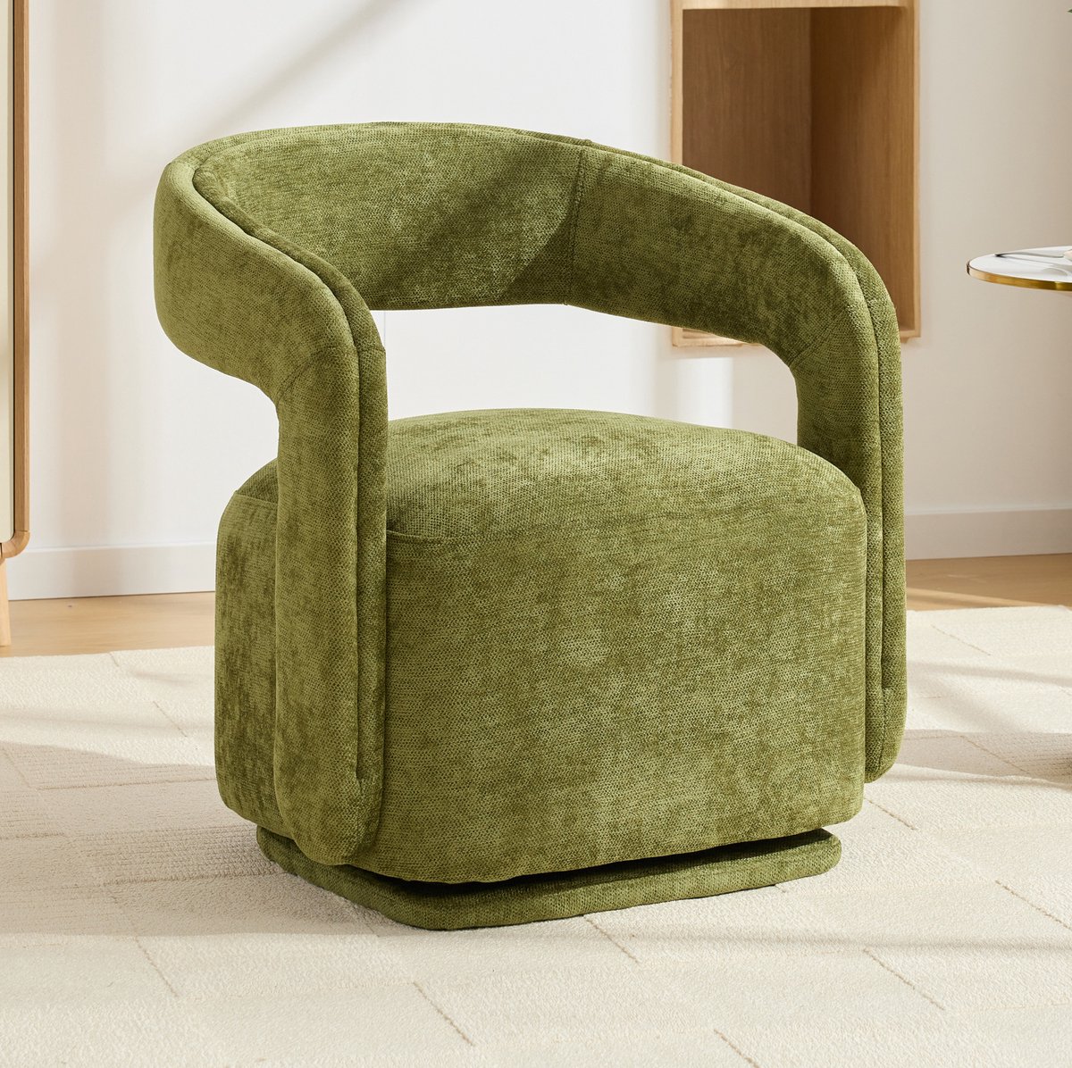 STILVORA Fauteuil 70 x 65,5 x 74 cm - 360 Graden Draaibaar Barrel Design - Voor Woonkamer En Leeshoek - Chenille Stof - Groen