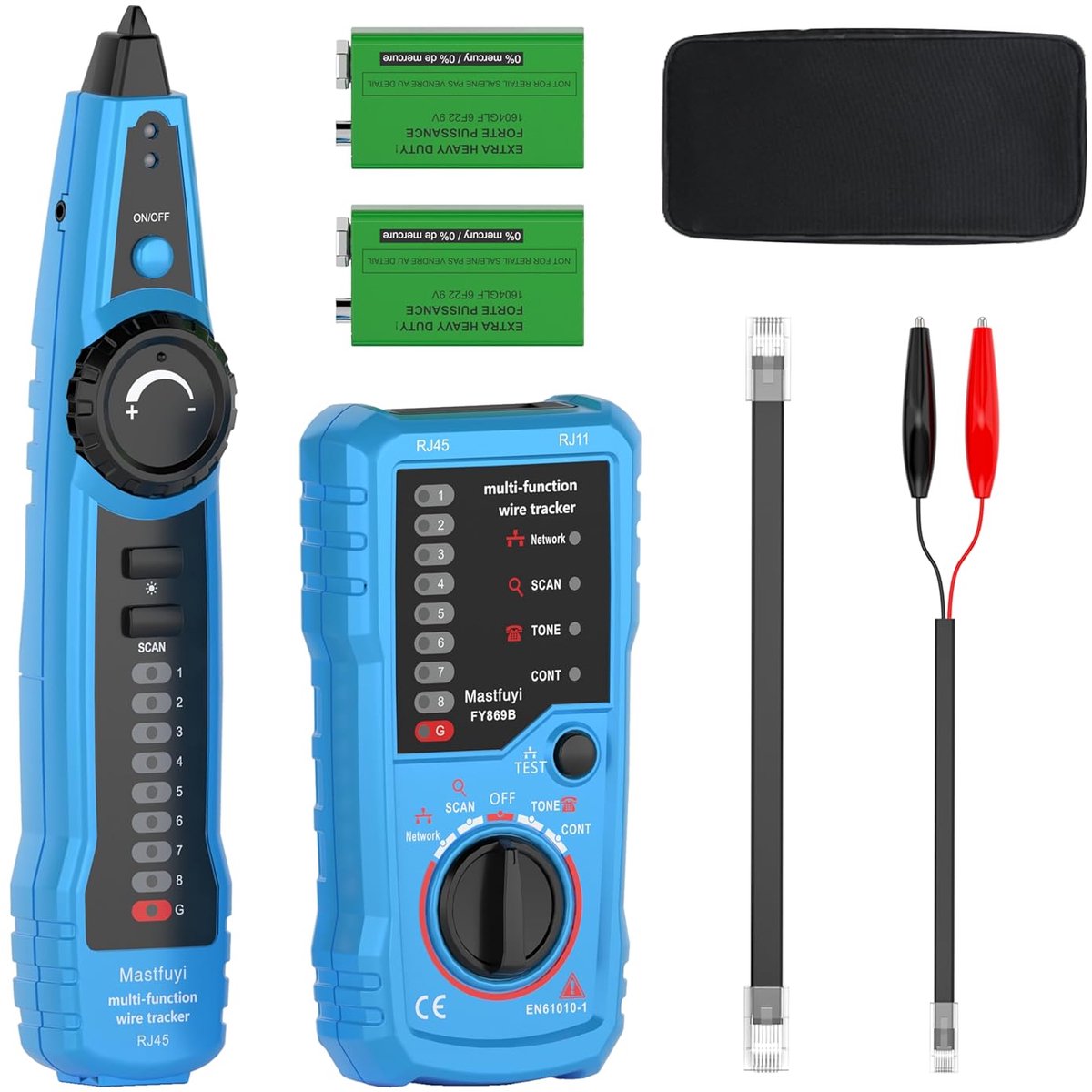 Netwerkkabeltester met Kabelzoeker - RJ45 RJ11 Lijnzoeker - Ethernet Cat5 Cat6 Kabeltester - Inclusief Zender en Ontvanger