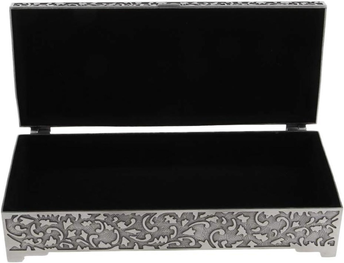 Sieradenkistje - Juwelendoosje Organizer - Sieraden Opbergen - Roestbestendig Zinklegering - 20.8x9x5.6cm - Antiek Zilver