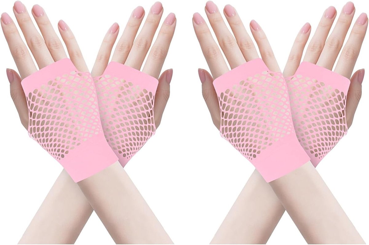 Vingerloze Net Handschoenen voor Halloween, Kerst, Kostuumfeesten en Cosplay - 2 Paar, 80 of 90 Delen