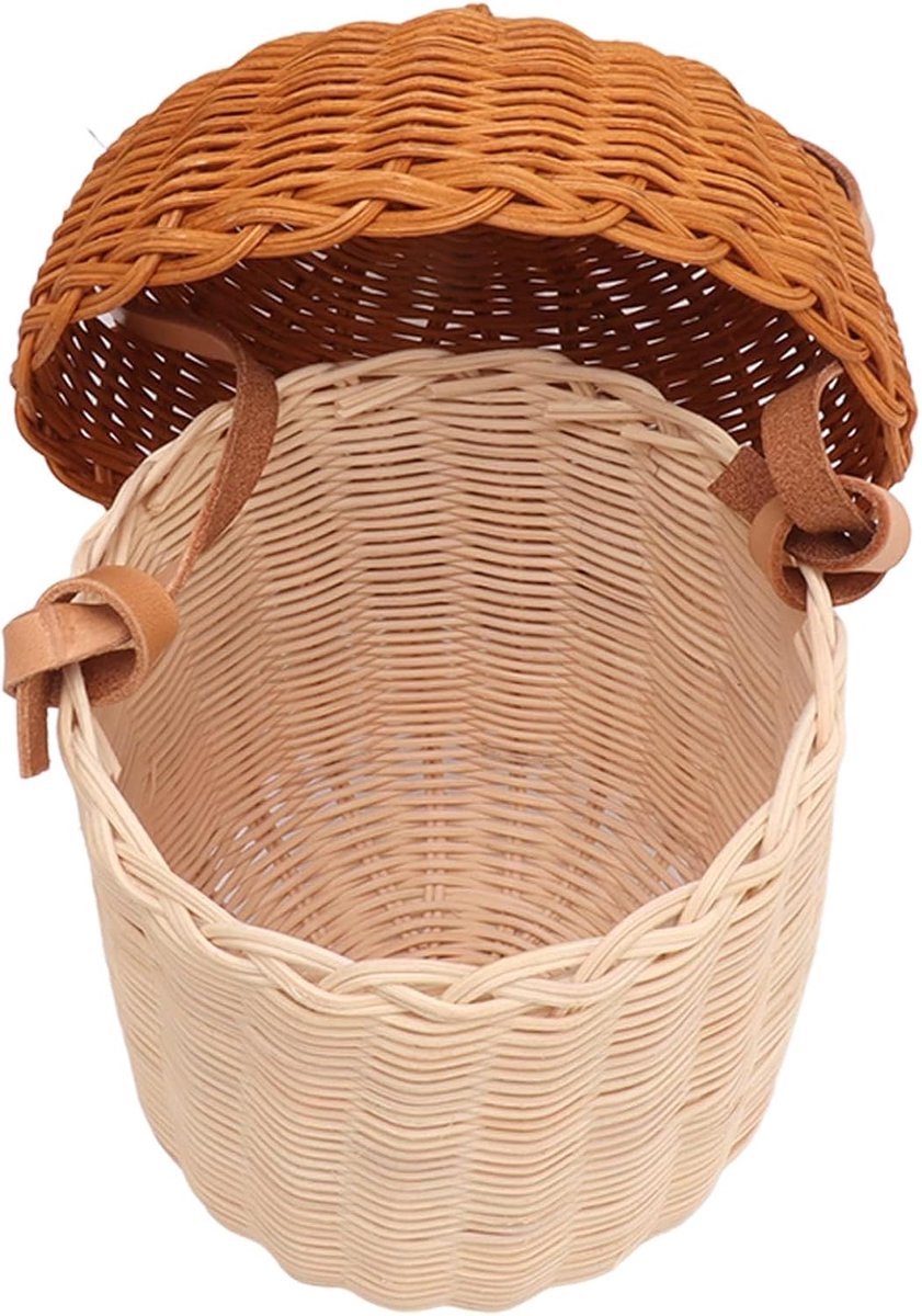 rotan opbergmand, handgeweven Indonesische rotan decoratieve eikelvormige tas voor jongens meisjes fotografie rekwisieten (grote handtas)