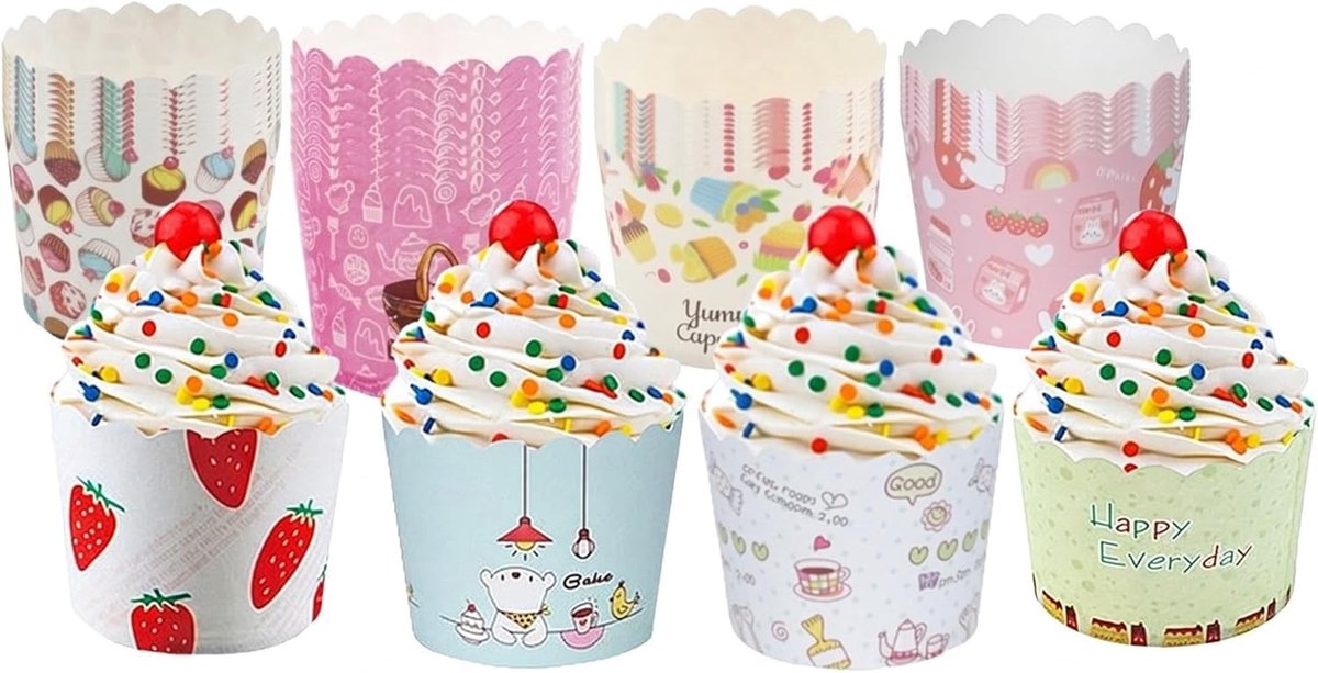 100 stuks muffin-bakvormen van stevig papier, groot Ø 5 cm, muffinvormpjes / cupcake-bakvormen
