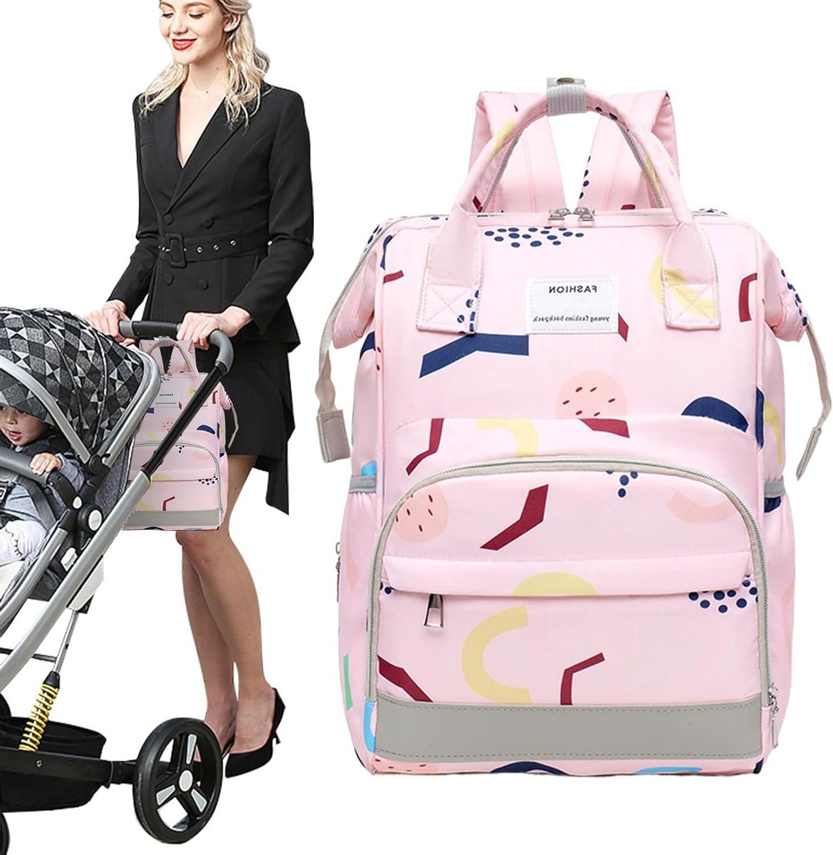 Luiertas Tote - Baby Organizer - Baby Benodigdheden - Grote Capaciteit - 40x25x17cm - Zwart