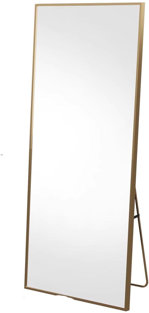 Staande Spiegel 164 X 54 Cm - Volledige Lichaamslengte Spiegel, Hangend of Staand Te - Aluminium Frame - Goud