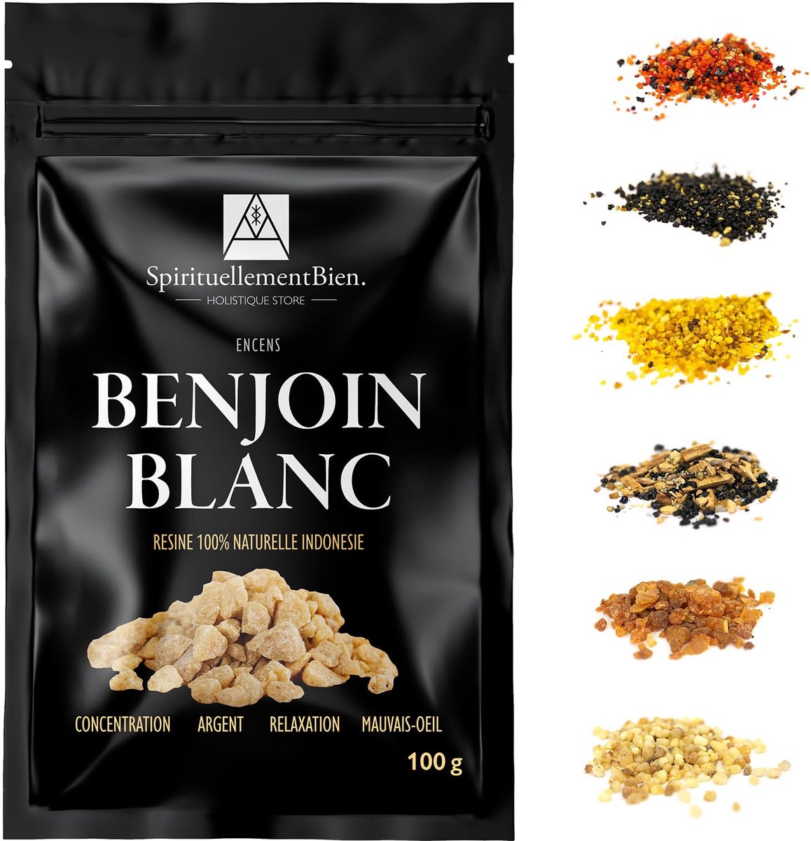 SnelShoppen - 100% Natuurlijke Witte Jaja Wierook Hars 100 g voor Beademing, Zuivering, Kalmering en Welvaart - Authentieke Aromatische Hars voor Medi