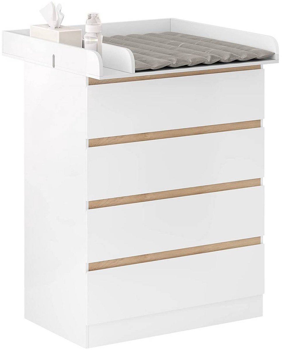 SureDeal® - Commode - Afneembare luierset - Voorzien 4 lades - Hoogte wit - 80x75x109,2 cm - Wit